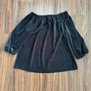 J Jill Off Shoulder Black Velvet M Witchy Gothic Dark Coquette Whimsigoth Top